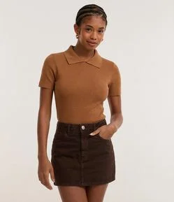 Blusa Polo em Ribana com Manga Curta