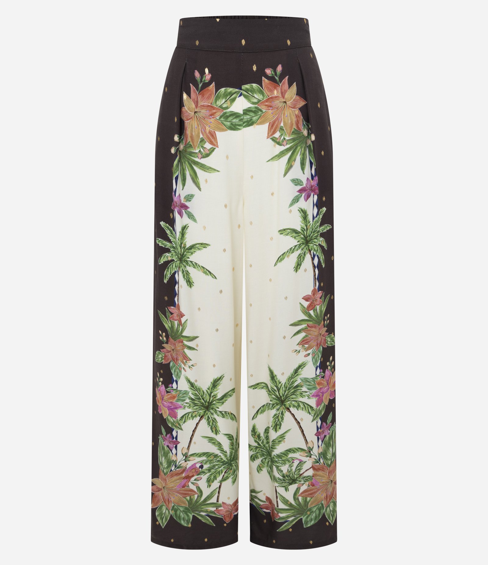 Calça Pantalona em Viscose com Estampa Floral Off White 1