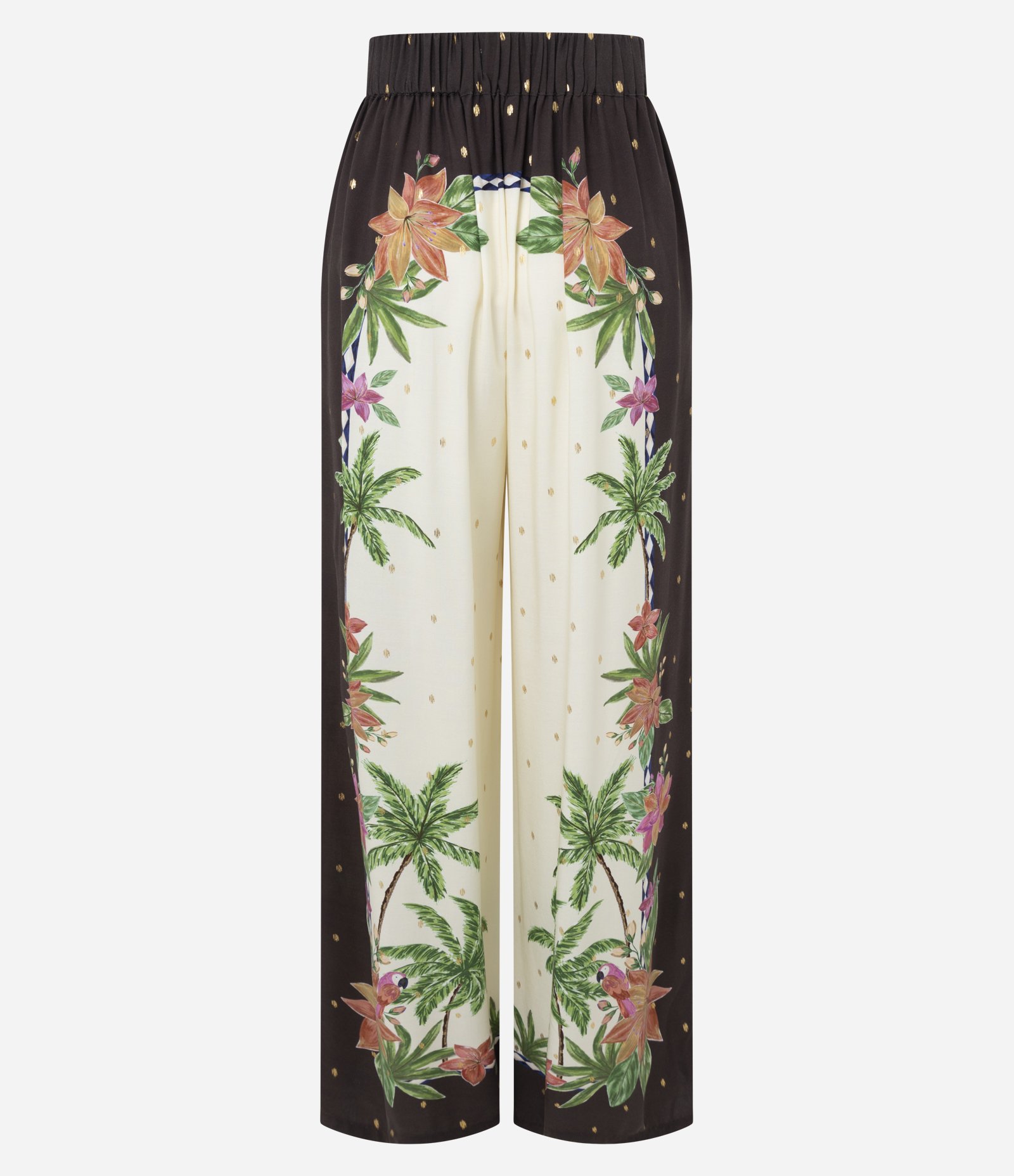 Calça Pantalona em Viscose com Estampa Floral Off White 2