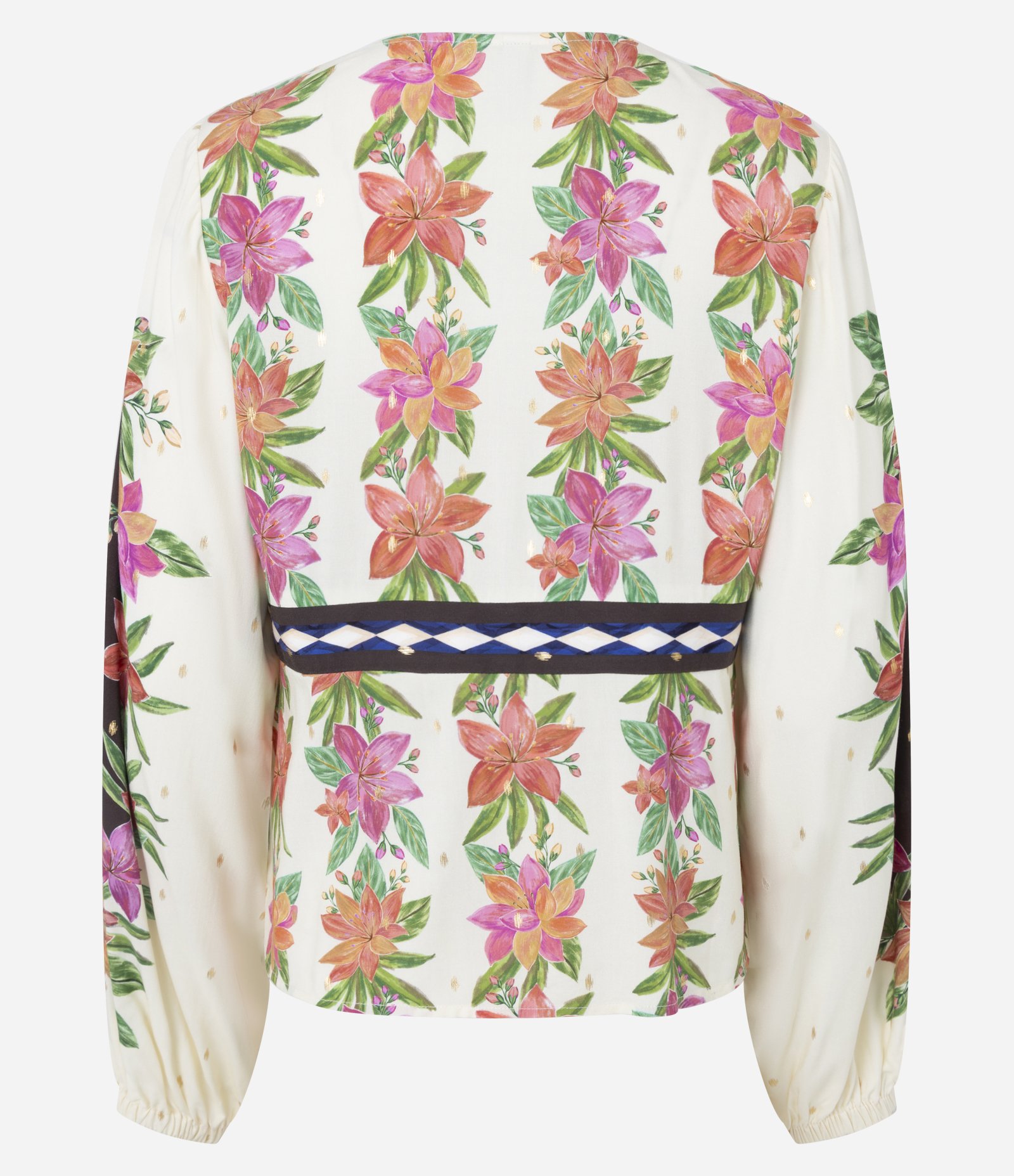 Blusa Bata em Viscose com Estampa Floral e Amarração Off White 3