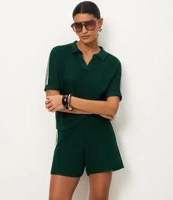 Bermuda Wide Leg em Tricô com Cós Elástico