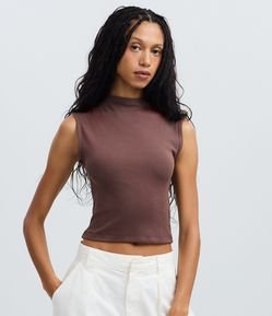 Blusa Canelada em Ribana com Golinha Alta