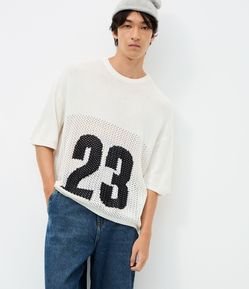 Camiseta Oversized Manga Curta em Jacquard Esportiva Nº 23
