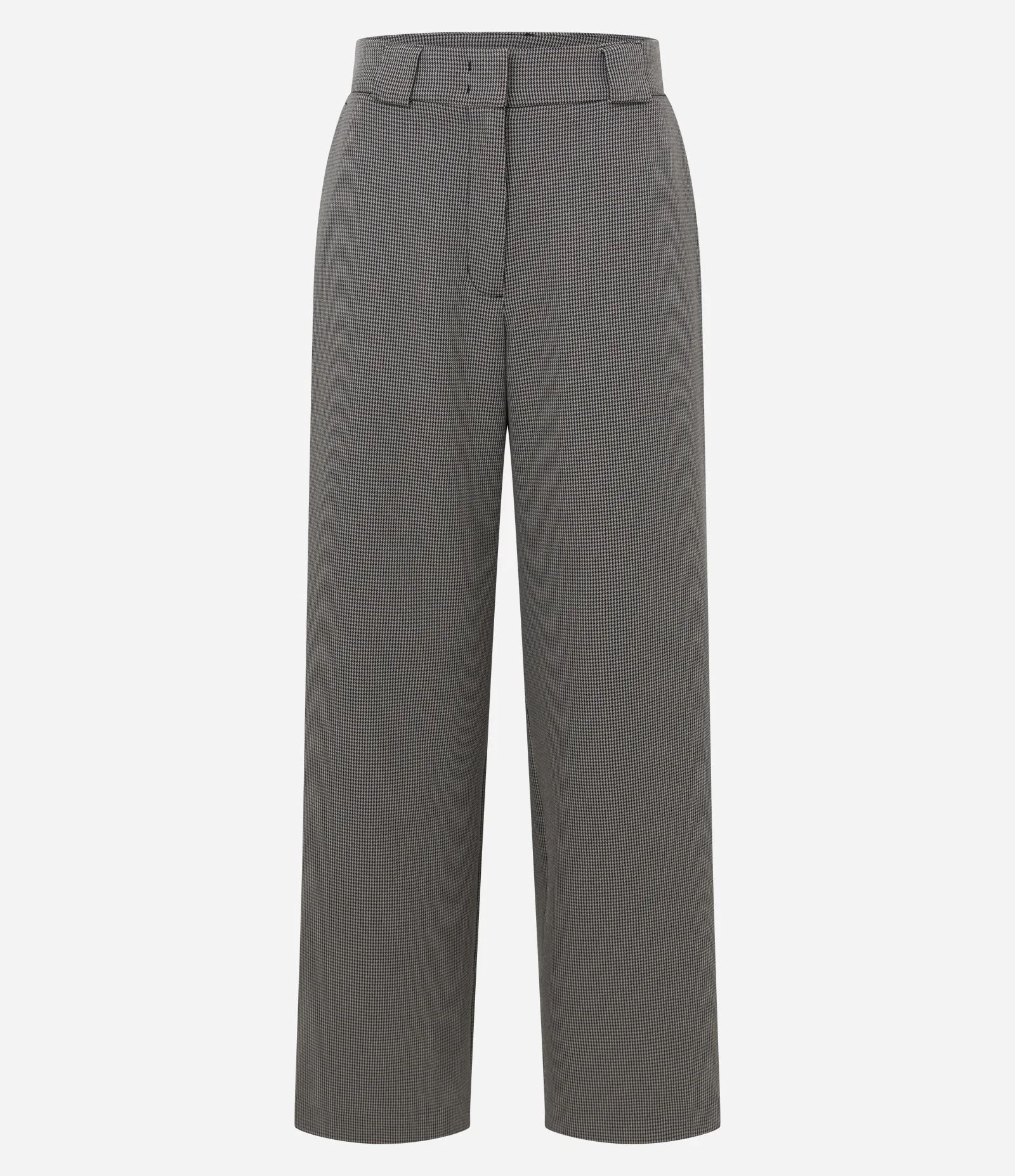 Calça Reta Alfaiatada com Estampa Pied de Poule Preto 1