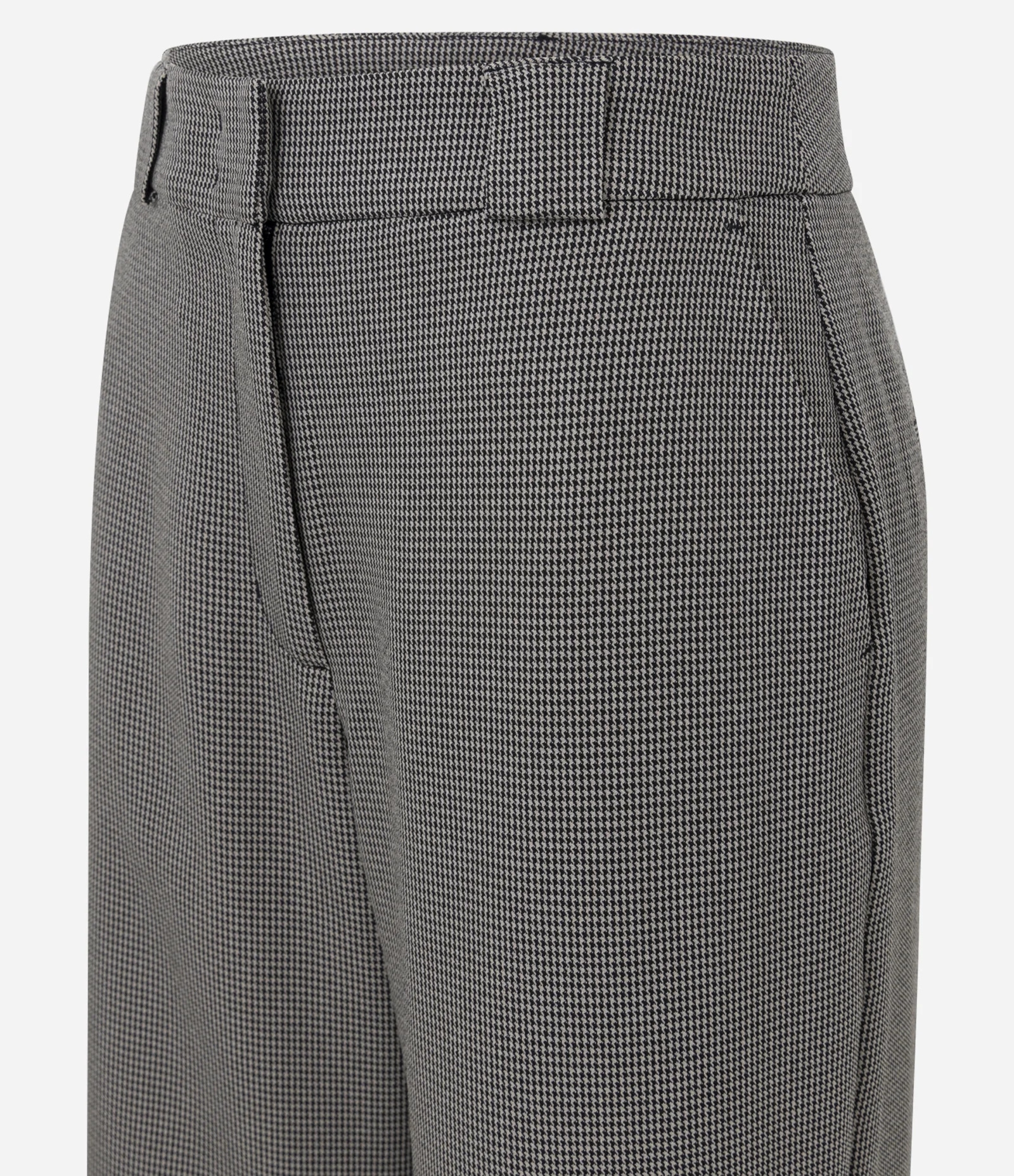 Calça Reta Alfaiatada com Estampa Pied de Poule Preto 2