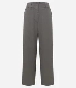 Calça Reta Alfaiatada com Estampa Pied de Poule