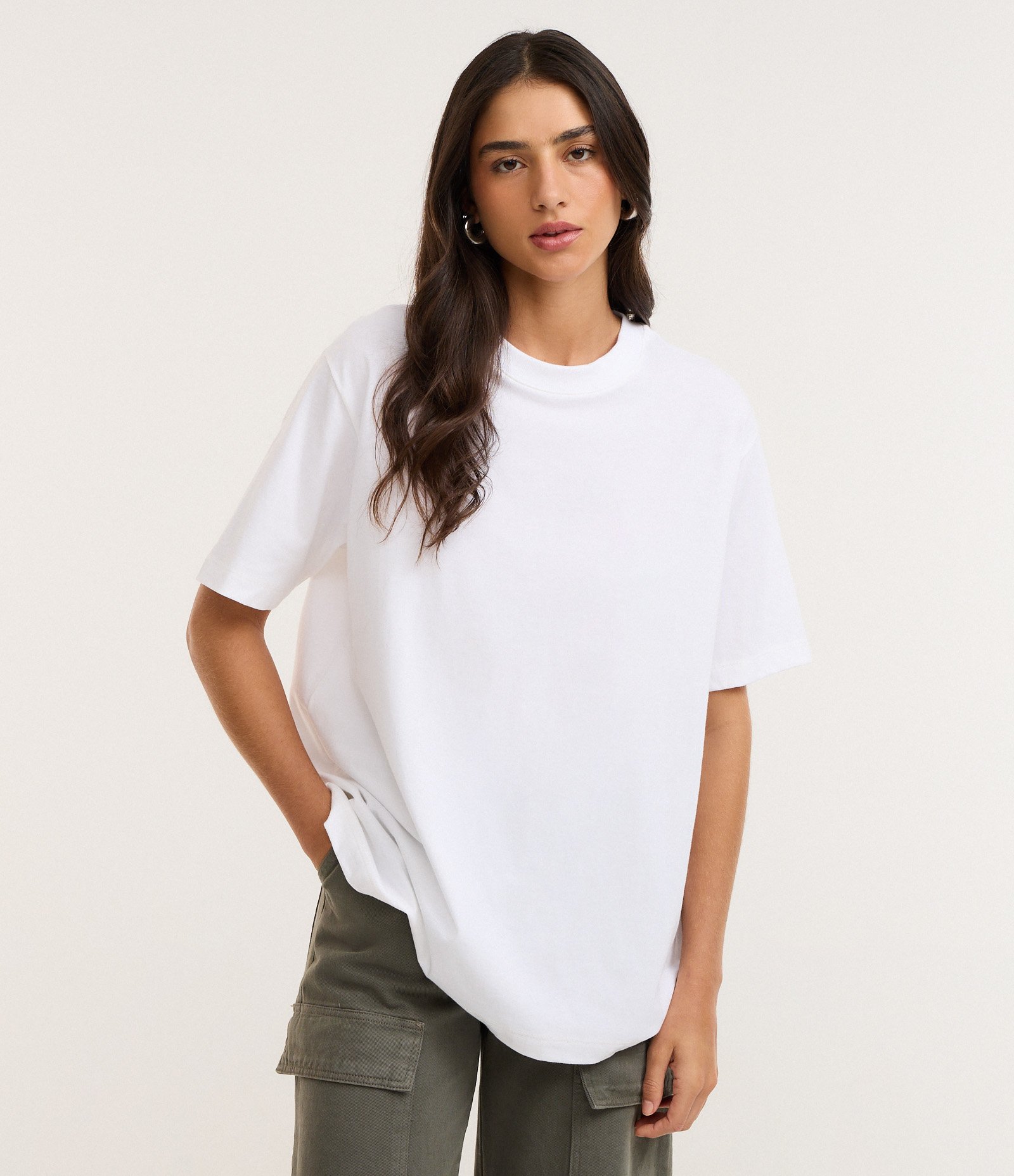 Camiseta Oversized em Algodão com Manga Curta Branco 1
