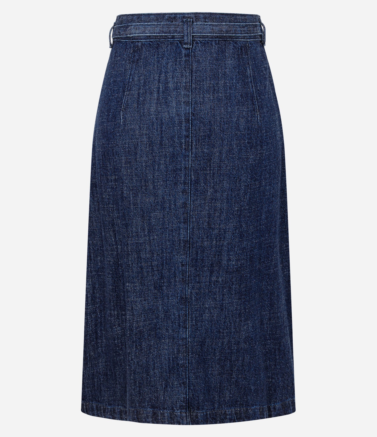 Saia Midi em Jeans com Fivela e Cintura Alta Azul Escuro 6