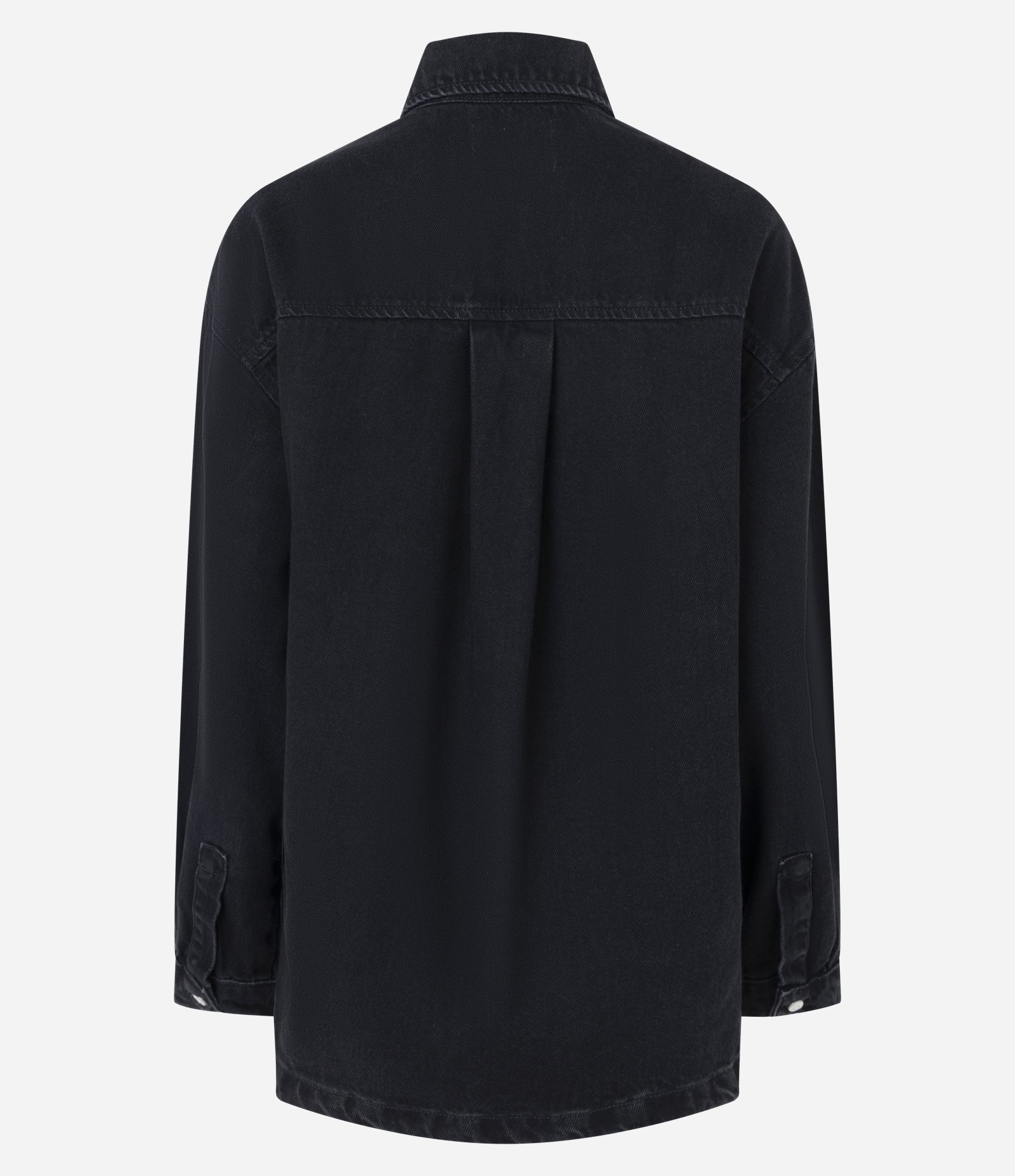 Camisa Oversized em Jeans com Botões Frontais Preto 2