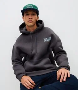 Moletom com Lettering Seek Your Horizon e Capuz