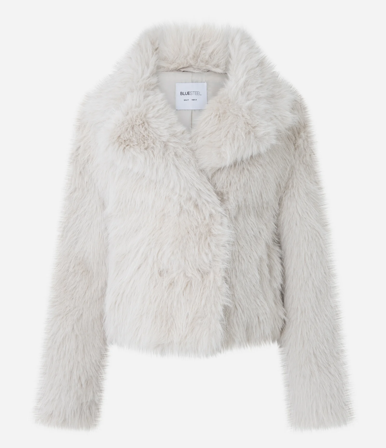 Casaco Curto Amplo em Pelo Artificial Off White 6