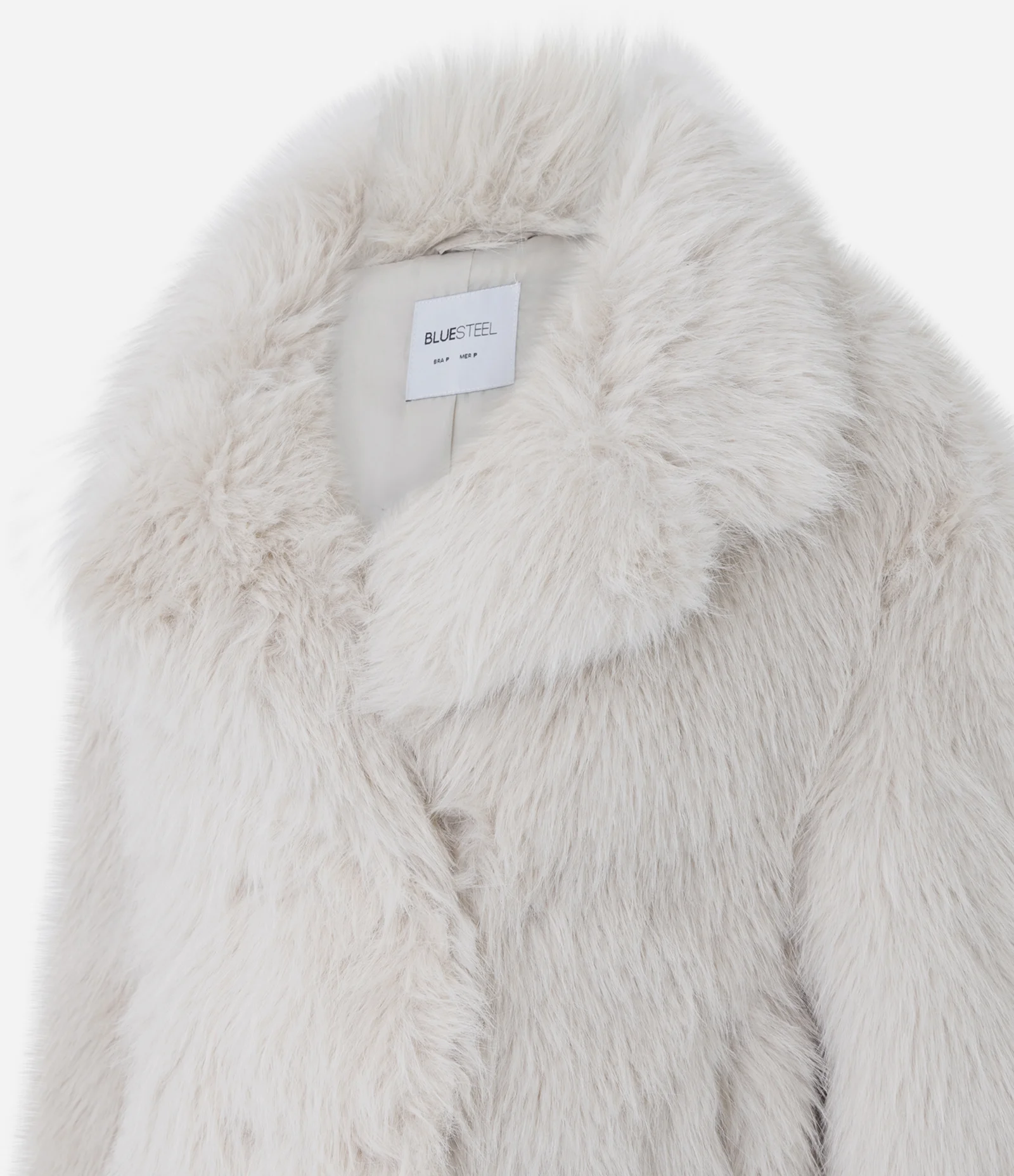 Casaco Curto Amplo em Pelo Artificial Off White 7