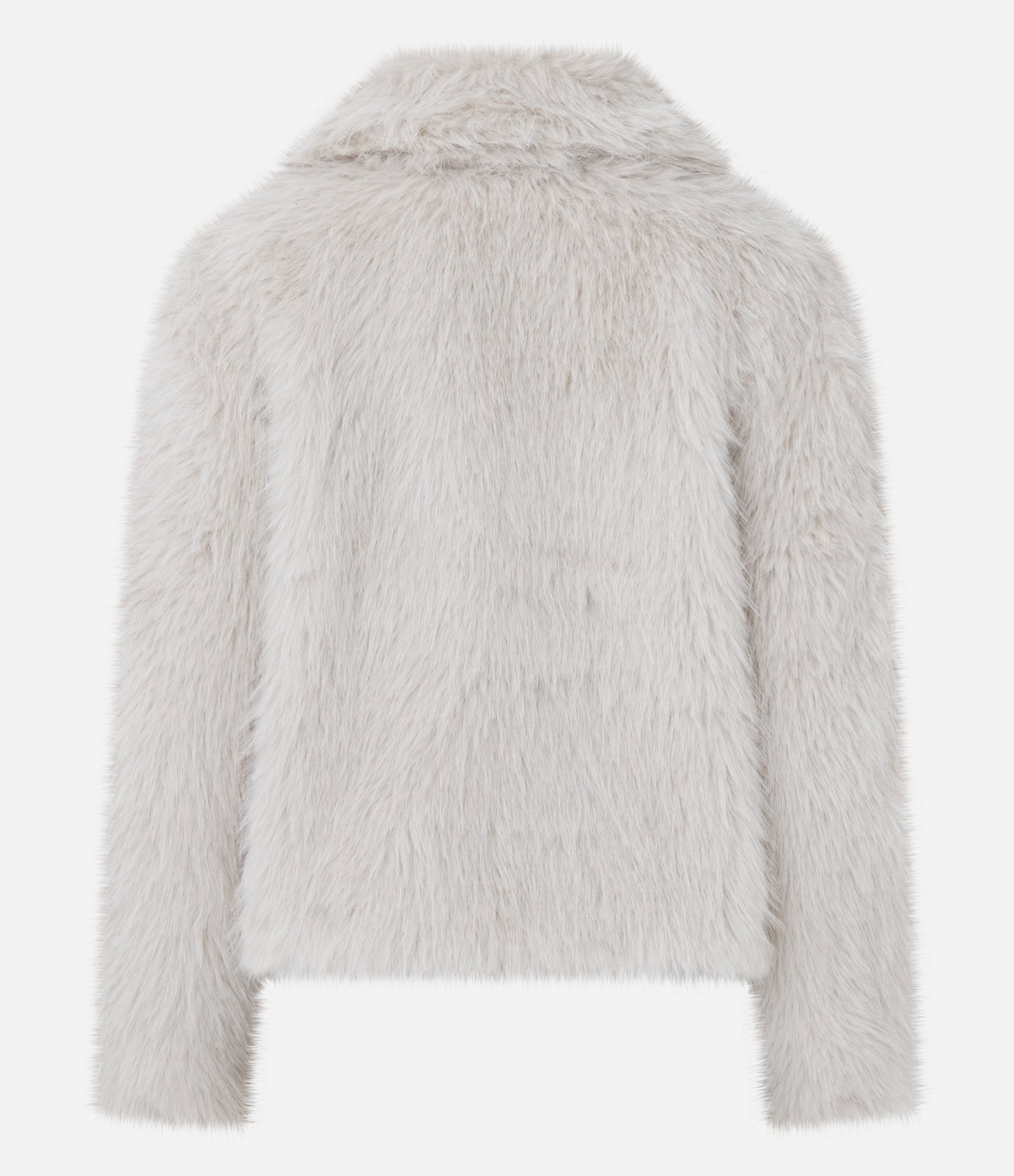 Casaco Curto Amplo em Pelo Artificial Off White 8