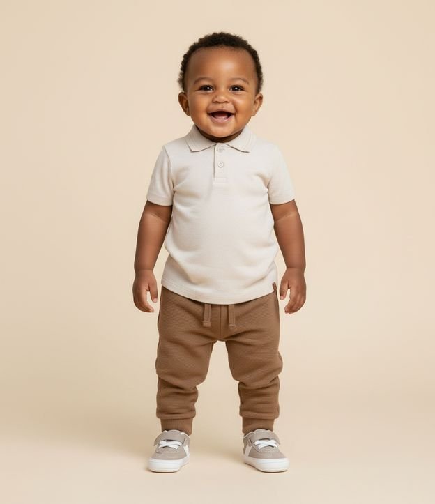 Calça Infantil em Moletom com Felpa e Bolsos Texturizados – Tam 0 a 18 Meses