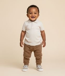 Calça Infantil em Moletom com Felpa e Bolsos Texturizados – Tam 0 a 18 Meses
