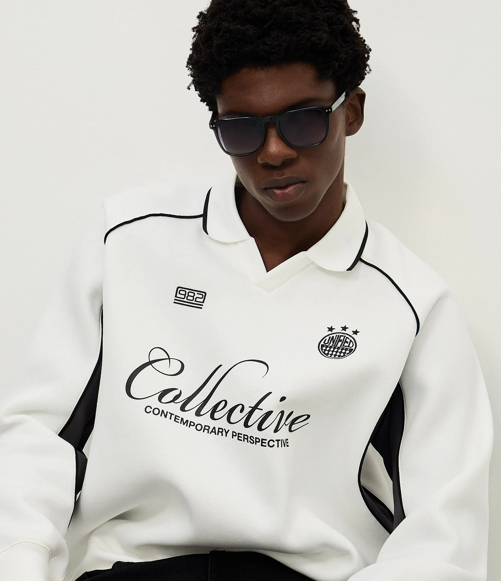 Blusão Boxy com Felpa Esportivo e Gola Polo Branco 1