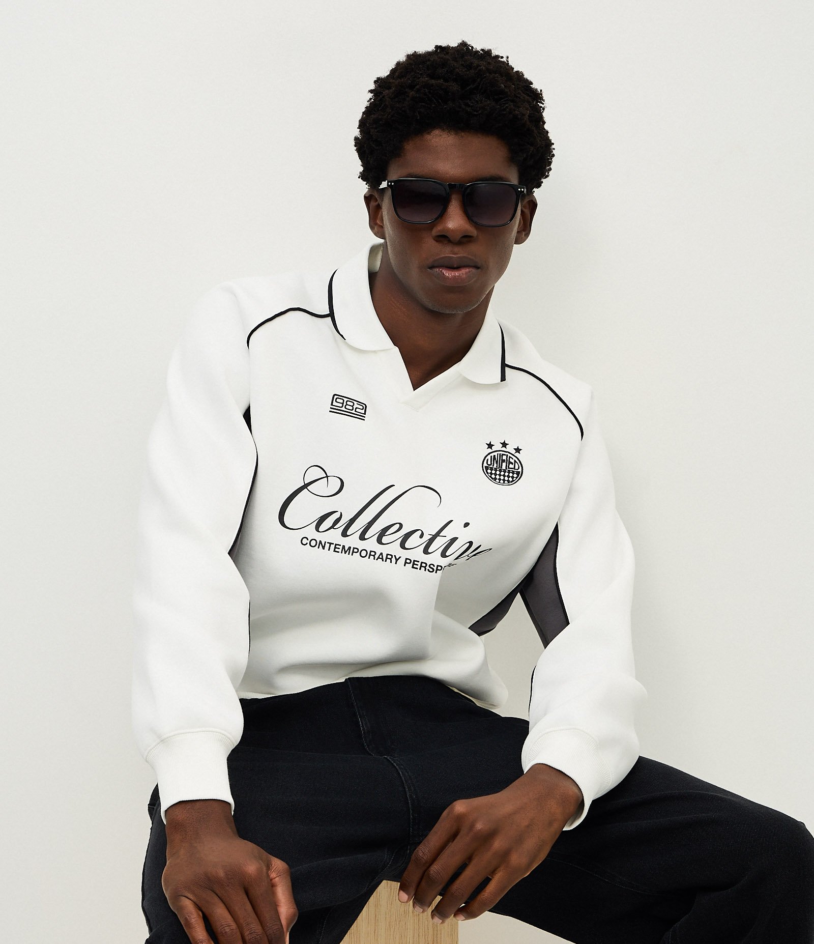 Blusão Boxy com Felpa Esportivo e Gola Polo Branco 3