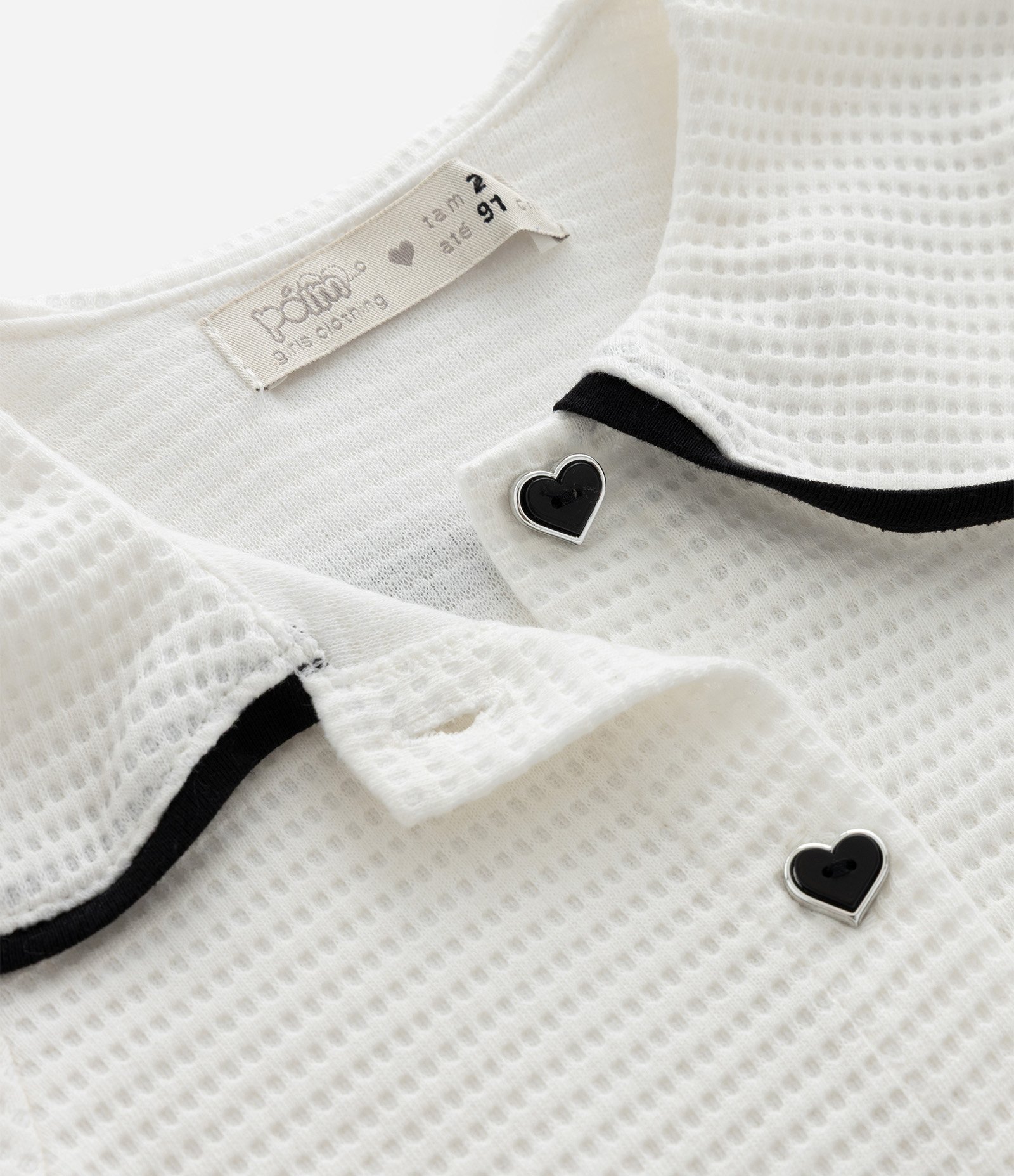 Conjunto Infantil com Blusa Gola Boneca e Short Texturizado – Tam 1 a 5/6 Anos Branco 9