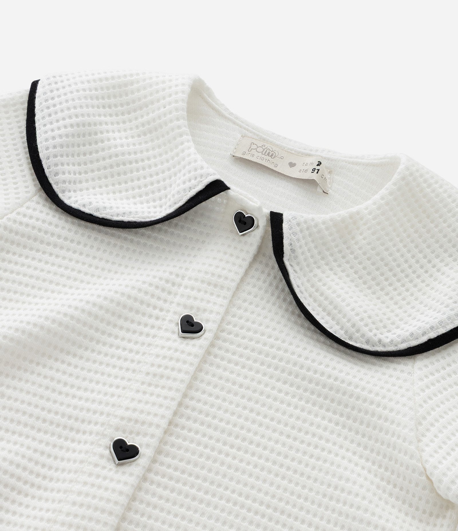 Conjunto Infantil com Blusa Gola Boneca e Short Texturizado – Tam 1 a 5/6 Anos Branco 10