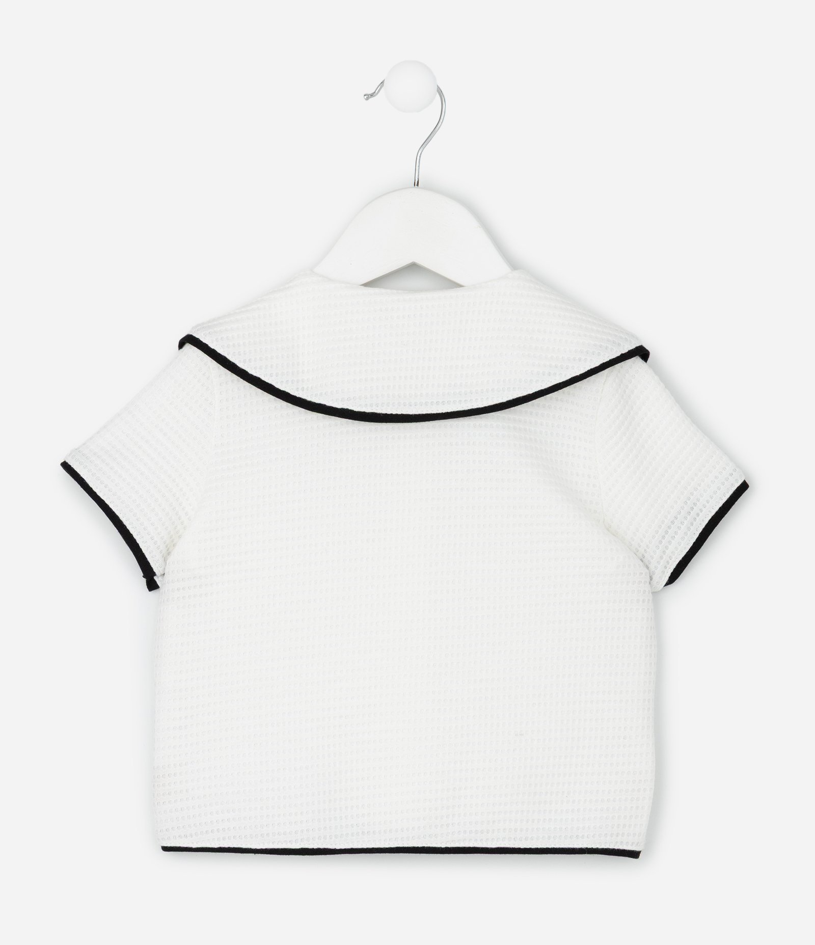 Conjunto Infantil com Blusa Gola Boneca e Short Texturizado – Tam 1 a 5/6 Anos Branco 3