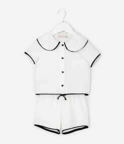 Conjunto Infantil com Blusa Gola Boneca e Short Texturizado – Tam 1 a 5/6 Anos