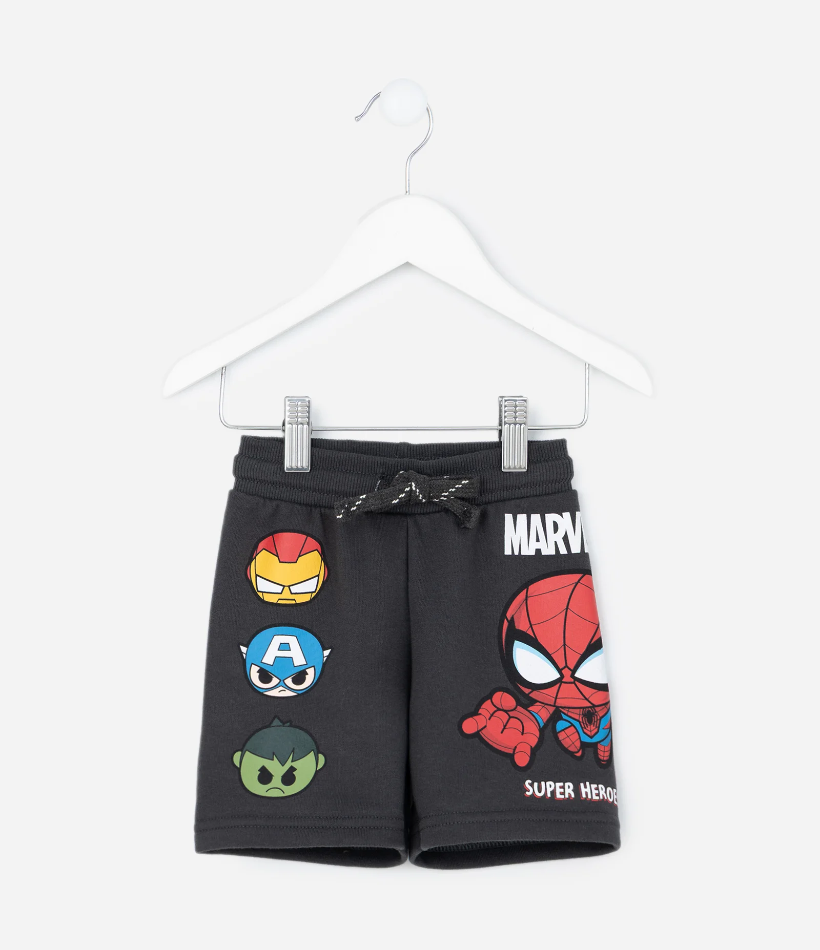 Bermuda Infantil em Moletom com Estampa Avengers – Tam 2 a 6 Anos Cinza Chumbo 1