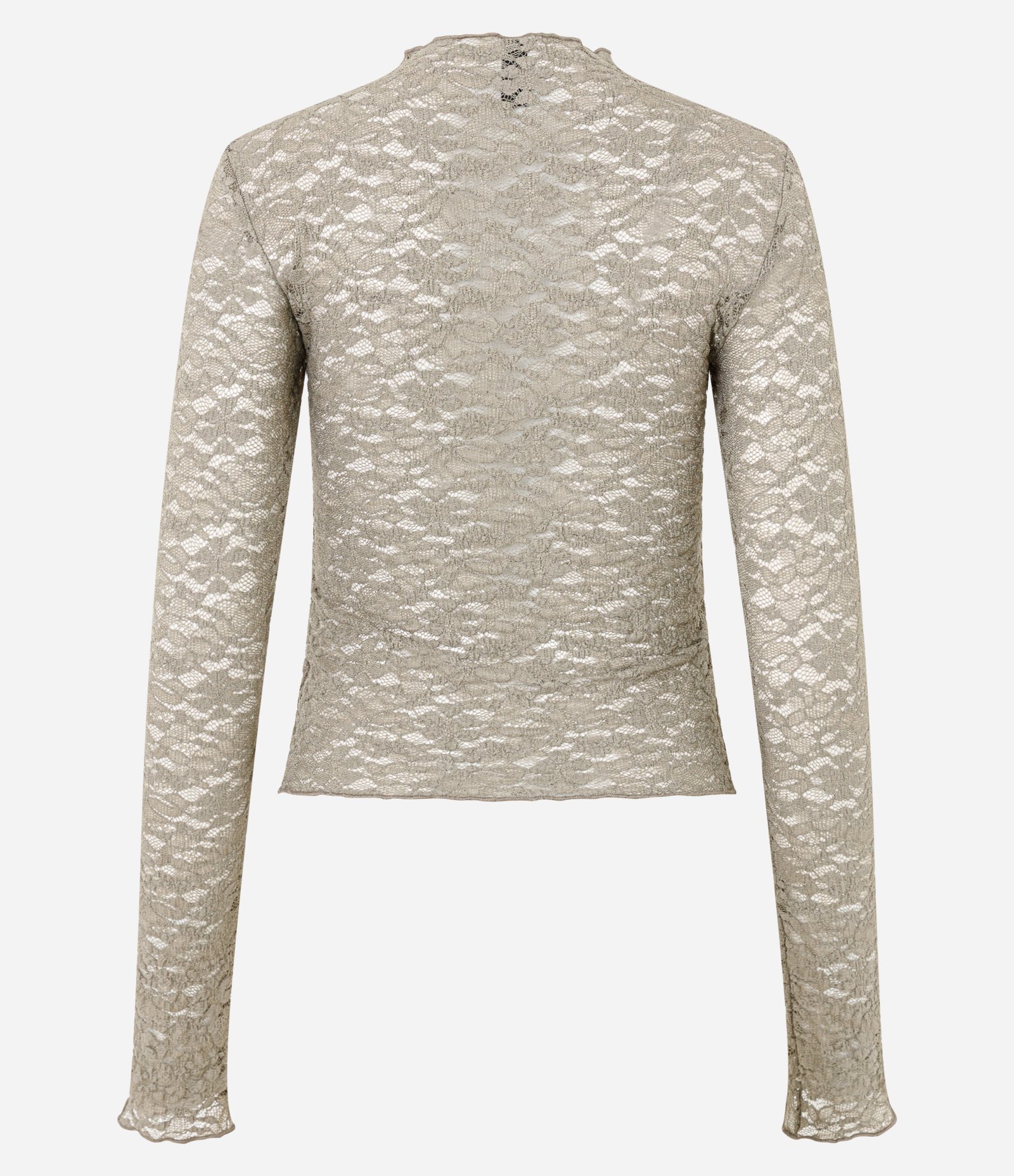 Blusa Manga Longa em Renda Texturizada Bege 7