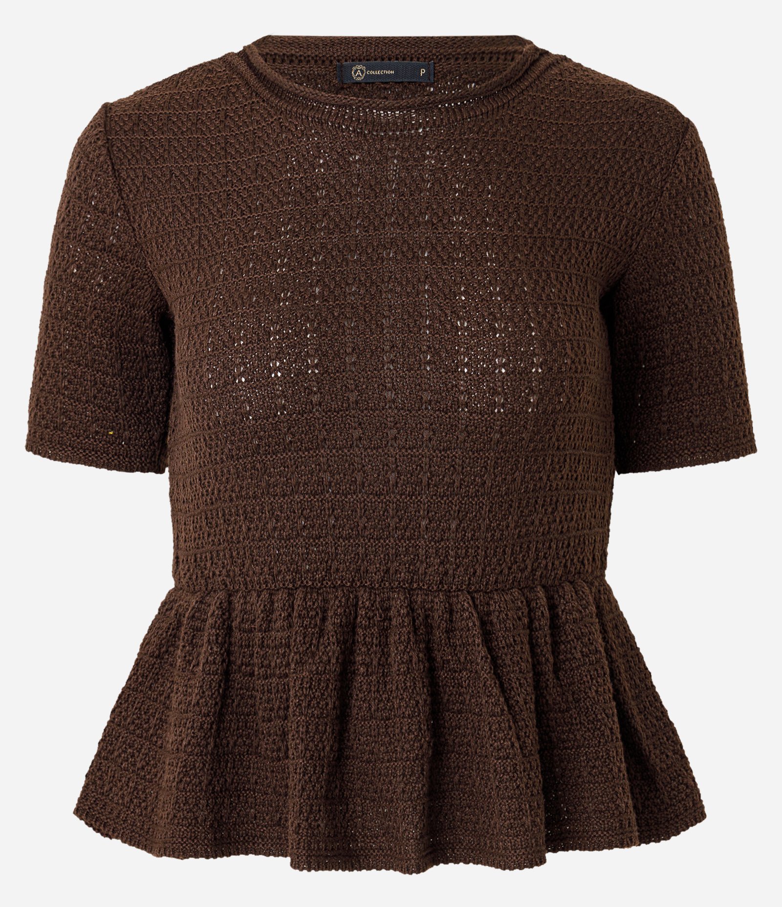 Blusa Peplum Estruturada em Tricô Marrom 5