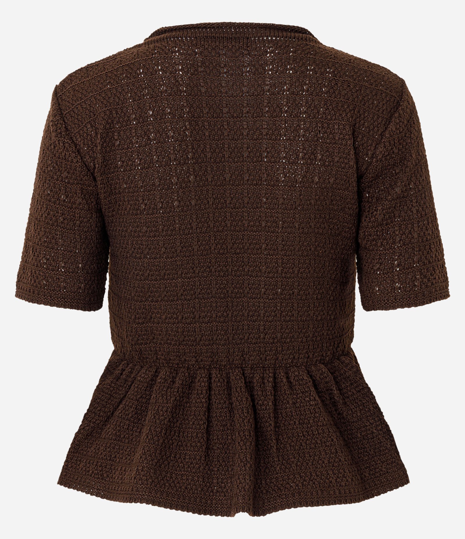 Blusa Peplum Estruturada em Tricô Marrom 7