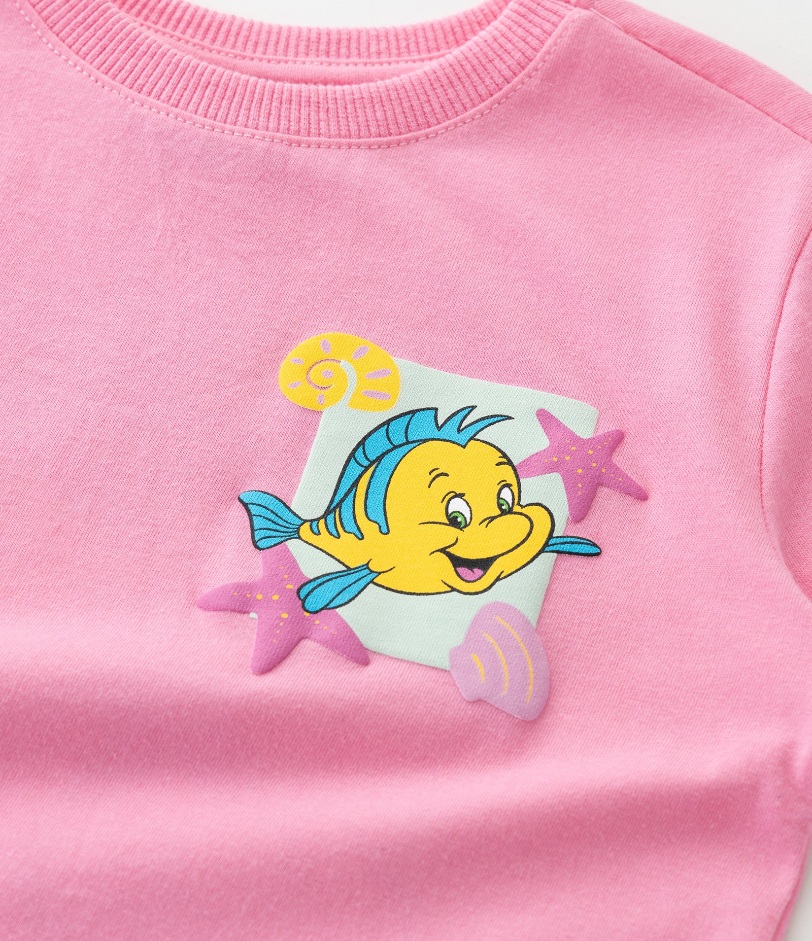 Conjunto Infantil Blusa e Short com Estampa Ariel Pequena Sereia – Tam 1 a 5/6 Rosa/Verde 10