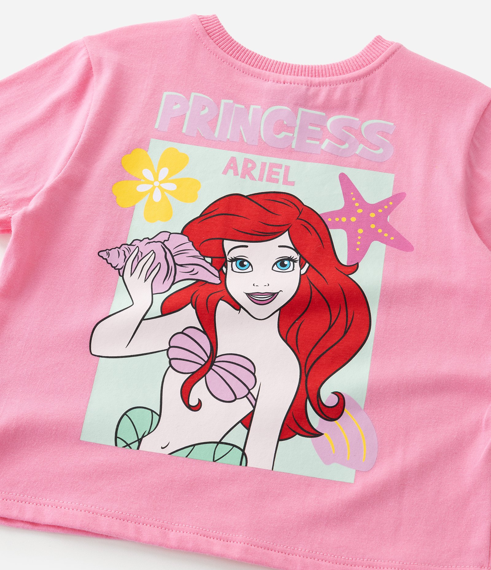 Conjunto Infantil Blusa e Short com Estampa Ariel Pequena Sereia – Tam 1 a 5/6 Rosa/Verde 11