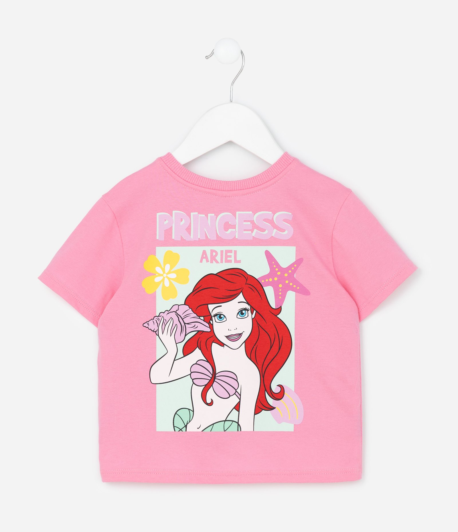 Conjunto Infantil Blusa e Short com Estampa Ariel Pequena Sereia – Tam 1 a 5/6 Rosa/Verde 3