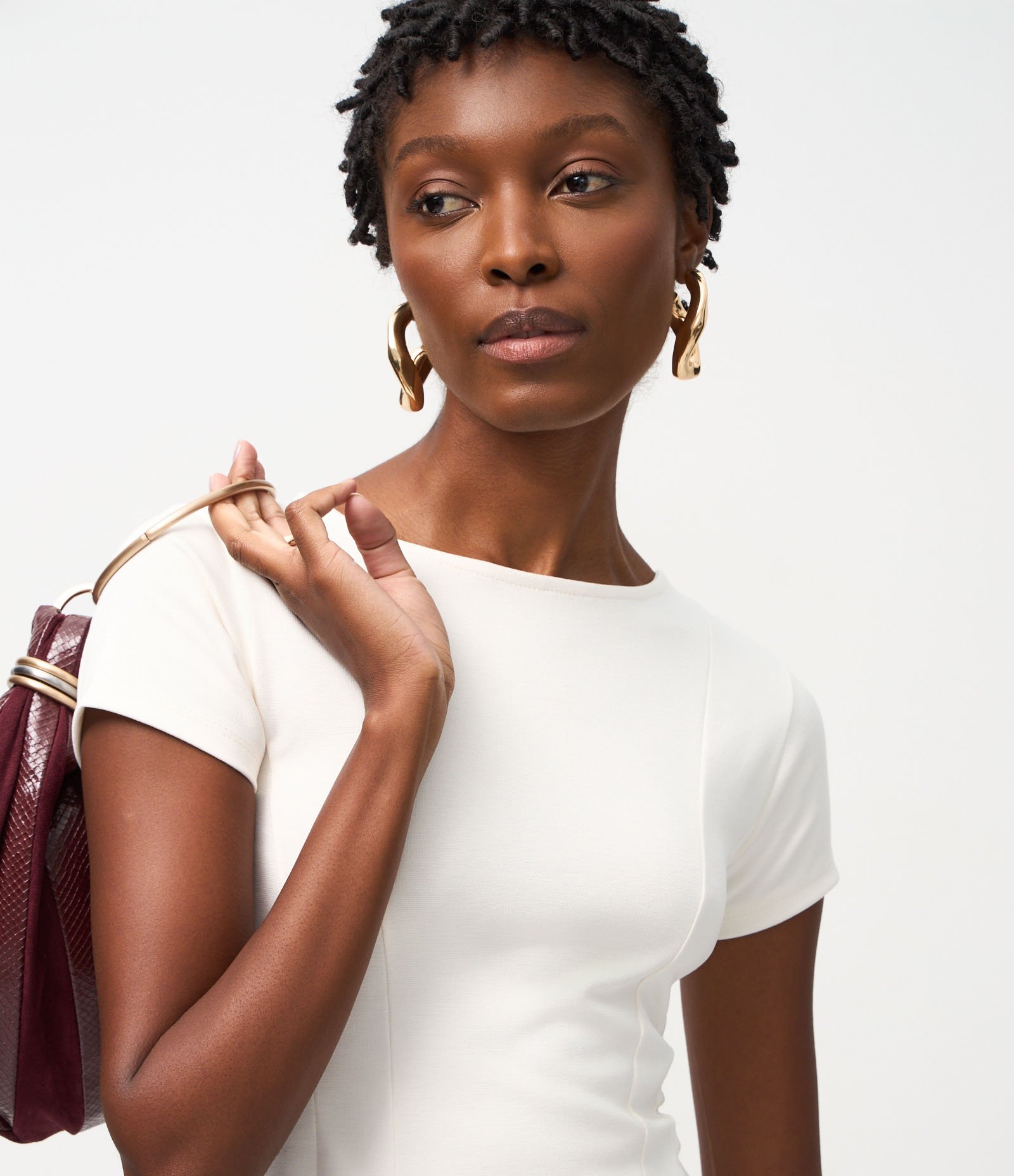 Blusa Peplum em Ponto Roma Com Mangas Curtas Branco 3