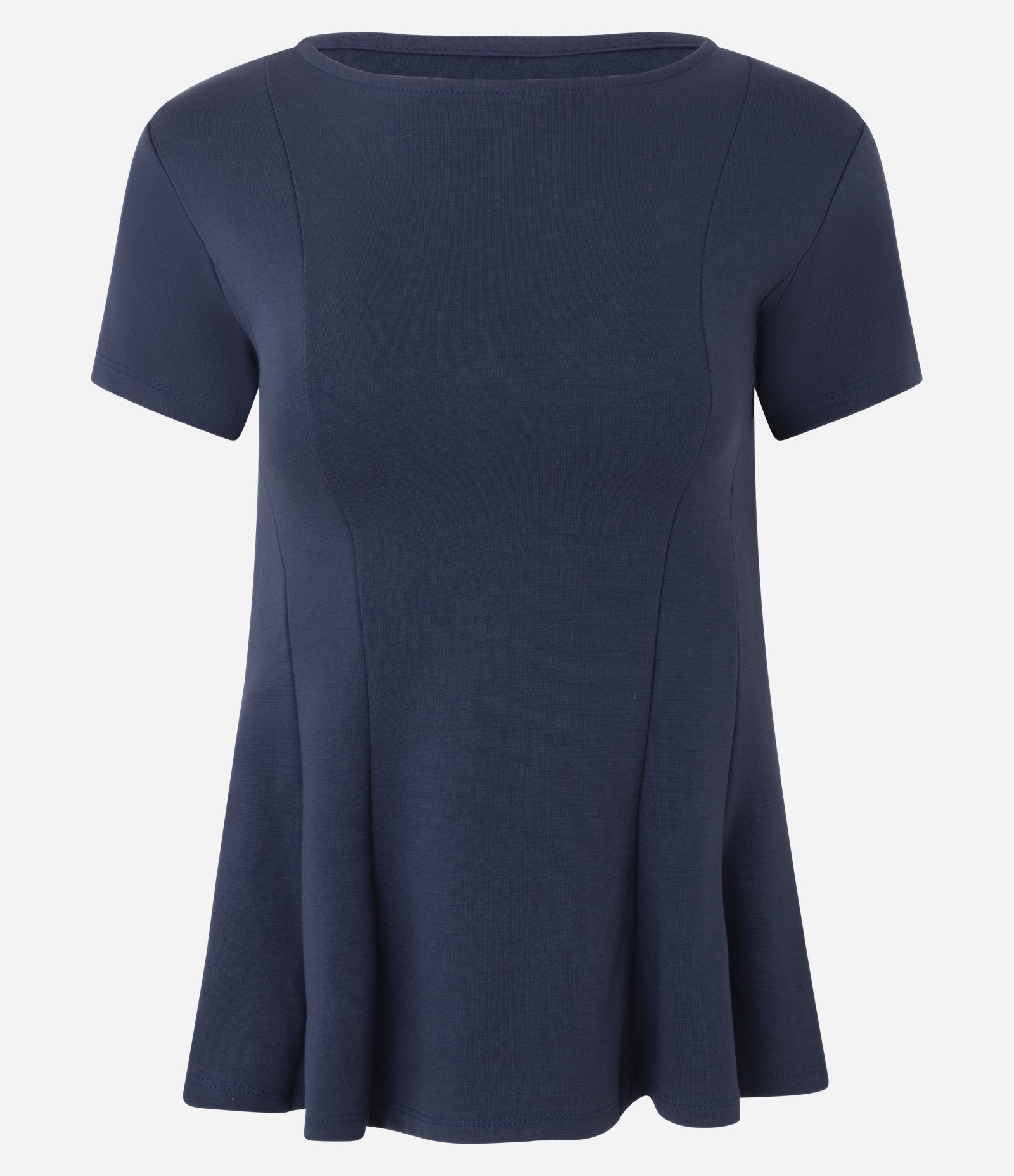 Blusa Peplum em Ponto Roma Com Mangas Curtas Azul 5
