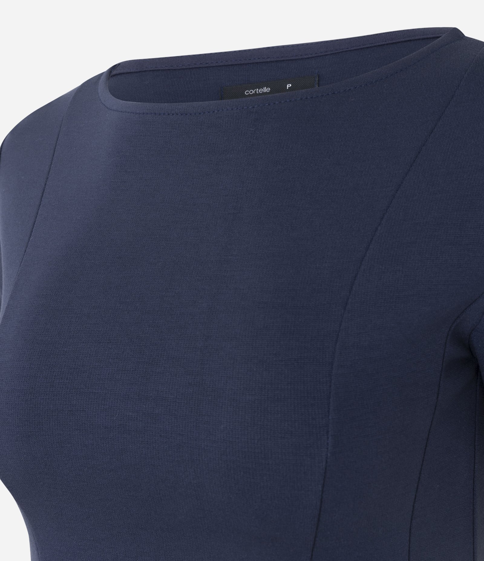 Blusa Peplum em Ponto Roma Com Mangas Curtas Azul 6