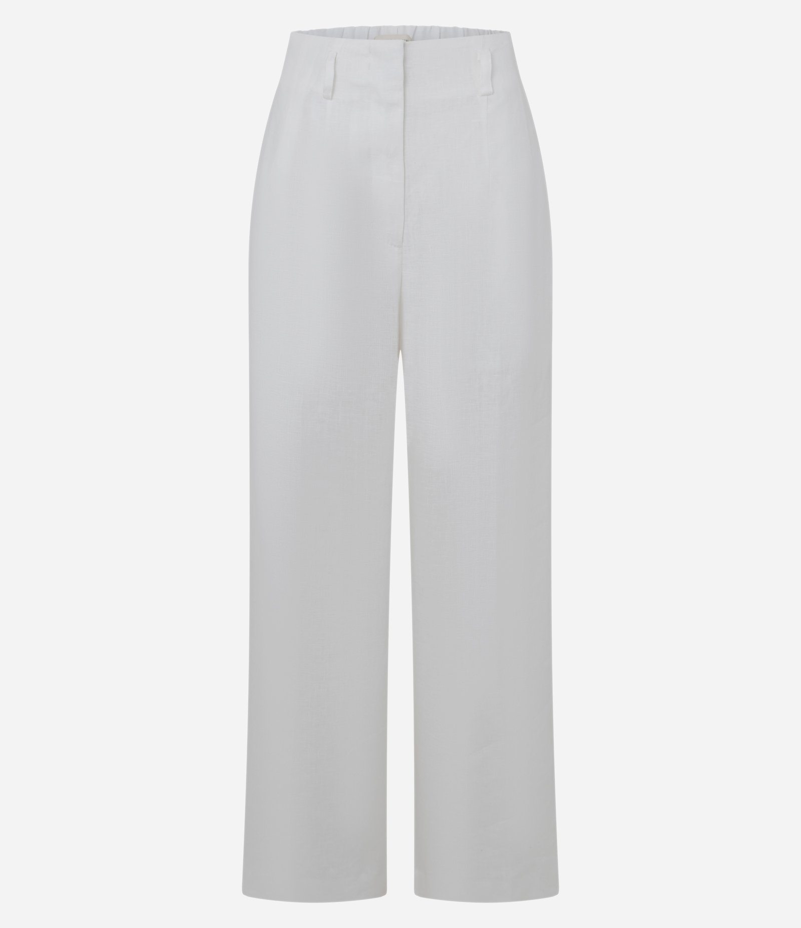 Calça Reta em Linho com Cós Elástico e Bolsos Branco 6