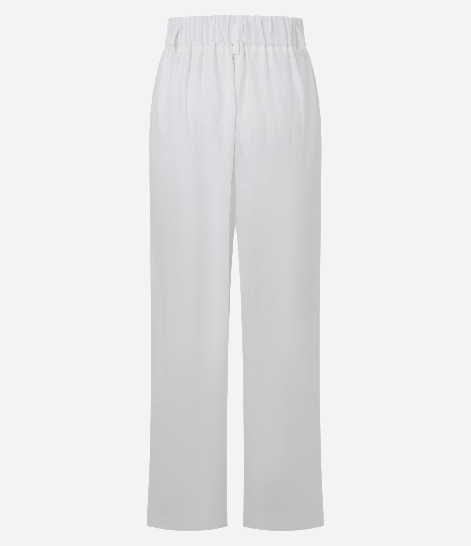 Calça Reta em Linho com Cós Elástico e Bolsos Branco 7
