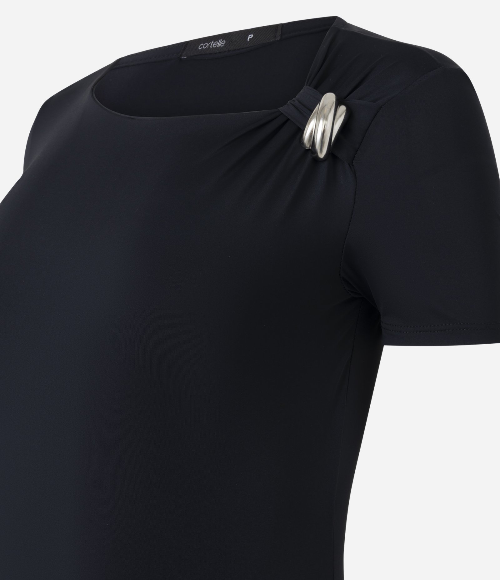 Blusa em Poliamida com Aviamento no Ombro Preto 6