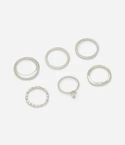 Kit 06 Anéis Delicados com Texturas Variadas