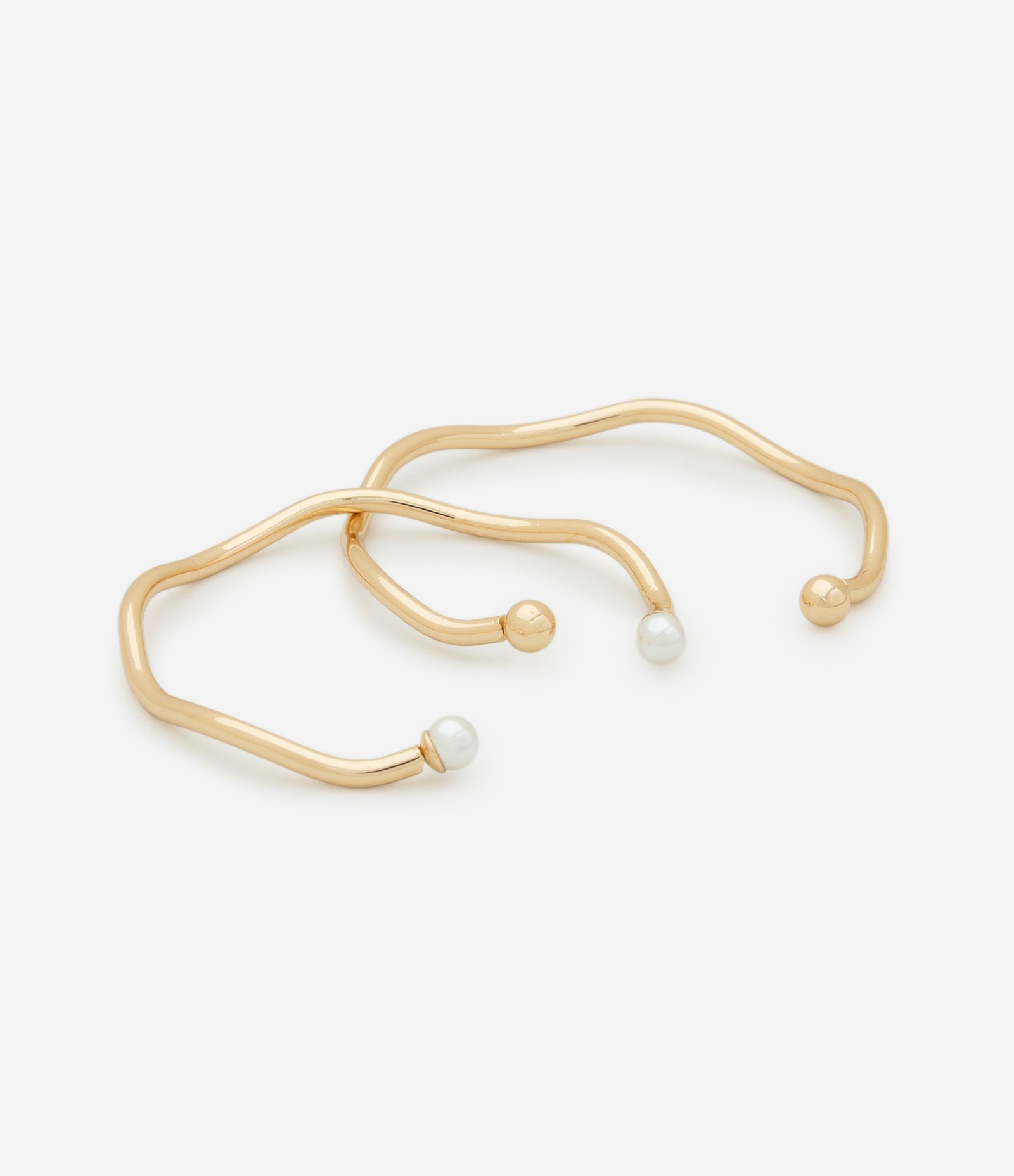 Kit 02 Braceletes Metalizados com Formato Ondulado Dourado 3