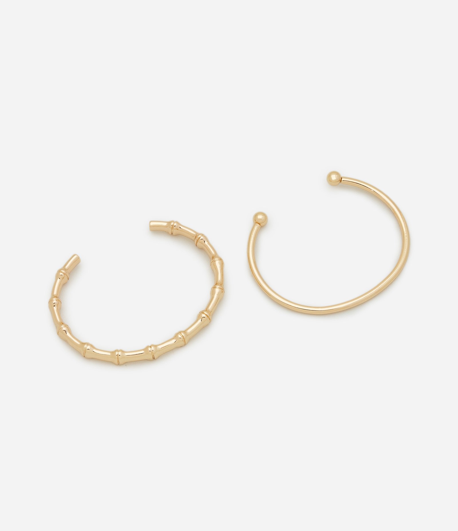 Kit 02 Braceletes Metalizados com Textura Bambu Dourado 1