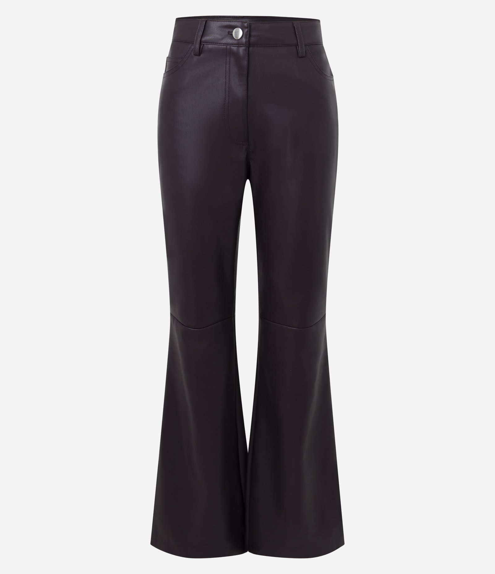 Calça Flare em PU com Five Pockets Estruturados Marrom 5