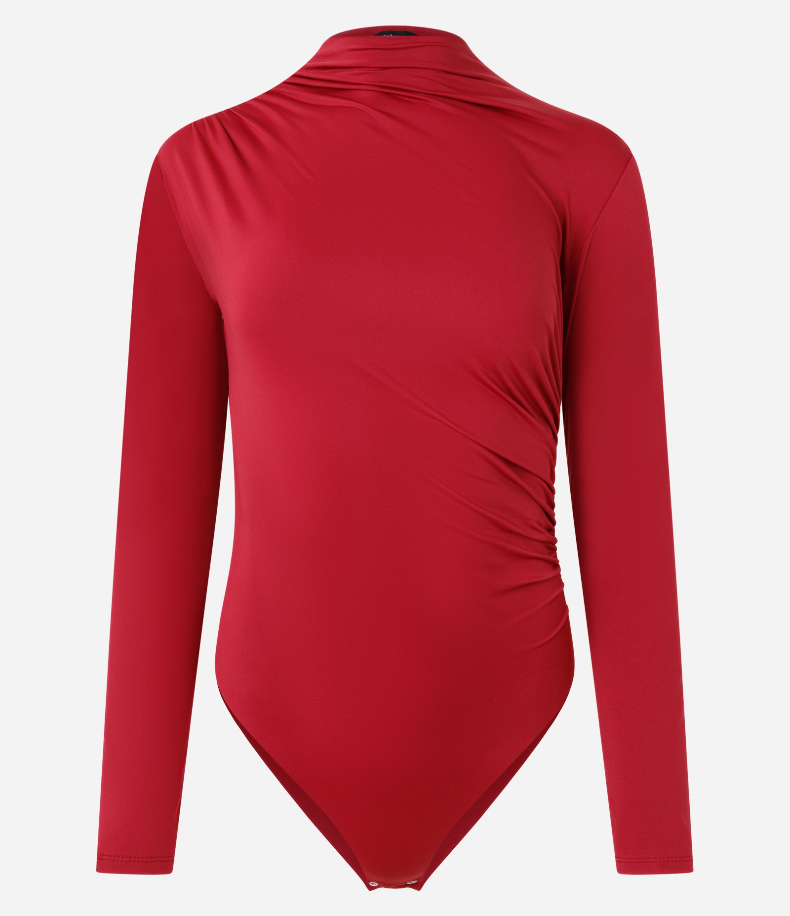 Body em Poliamida com Manga Longa e Franzidos Vermelho 1