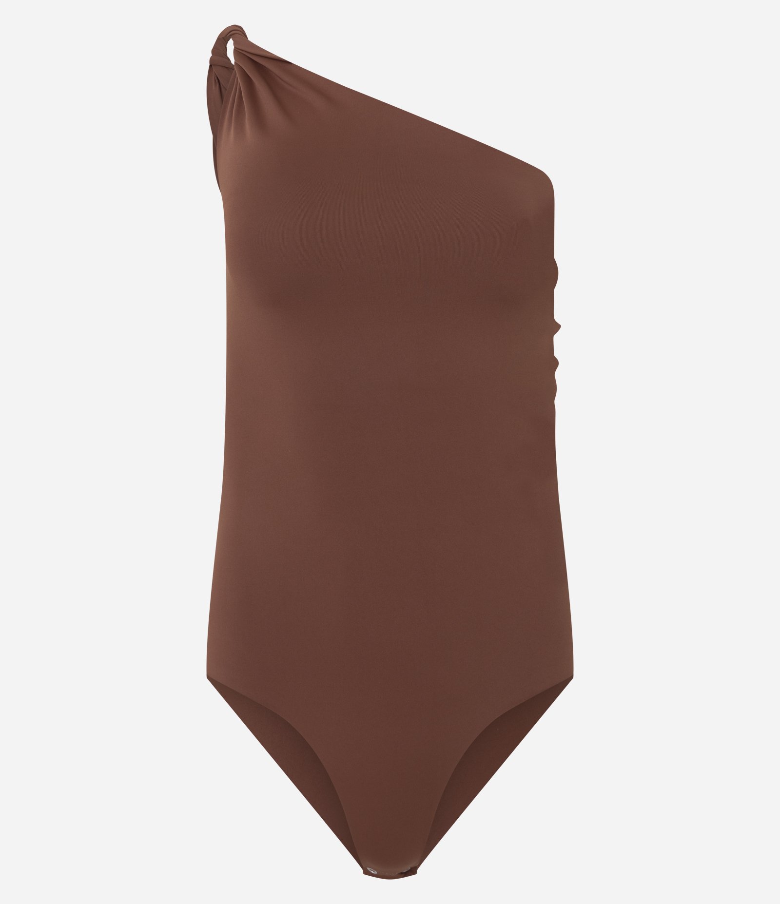 Body em Poliamida com Ombro Torcido Marrom 2