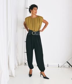 Calça Aladim em Crepe com Cós Elástico