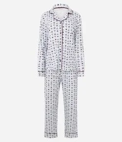 Pijama Longo Americano em Viscolycra com Estampa Cerejas