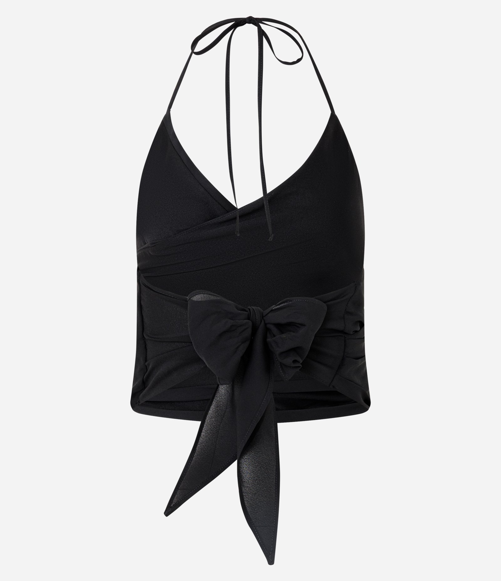 Blusa Frente Única em Chiffon com Decote Transpassado Preto 2