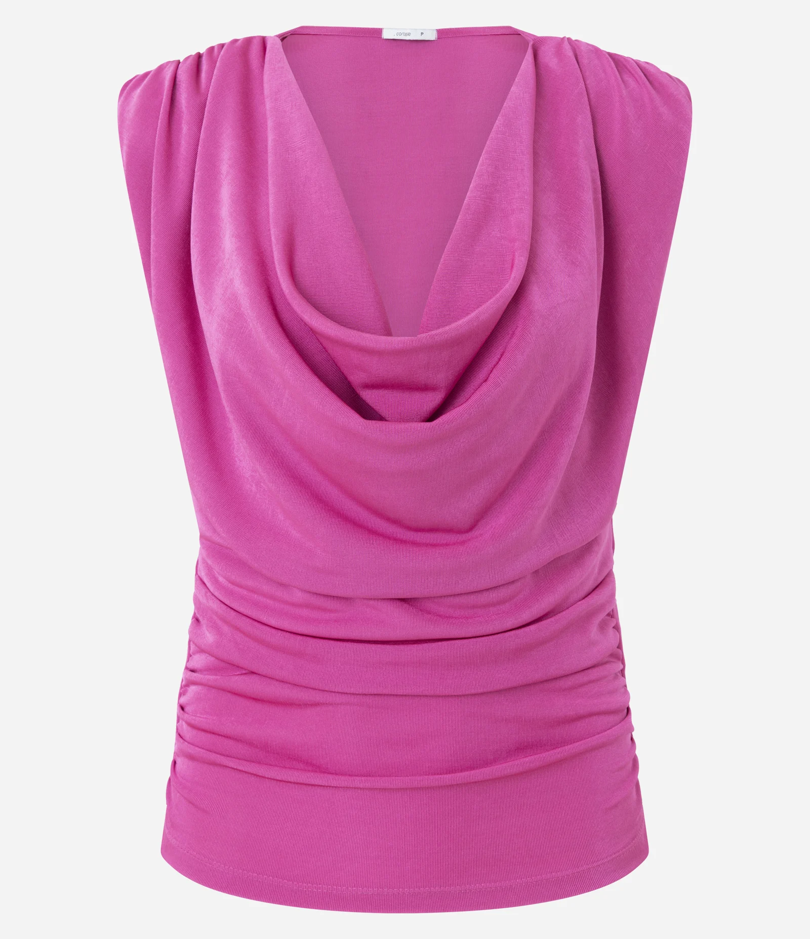 Blusa em Ribana com Ombreiras e Laterais Drapeadas Rosa 4