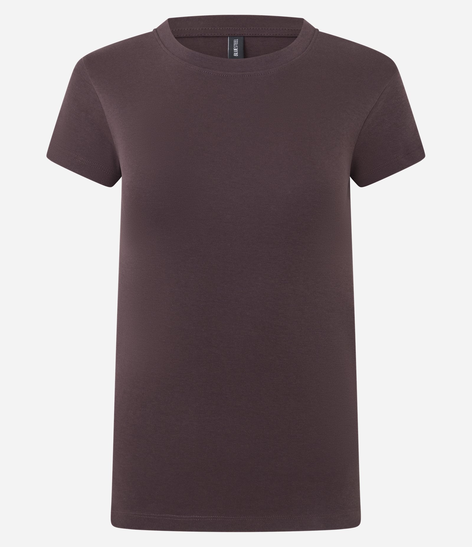 Blusa Básica Ajustada em Algodão com Gola Careca Marrom 5