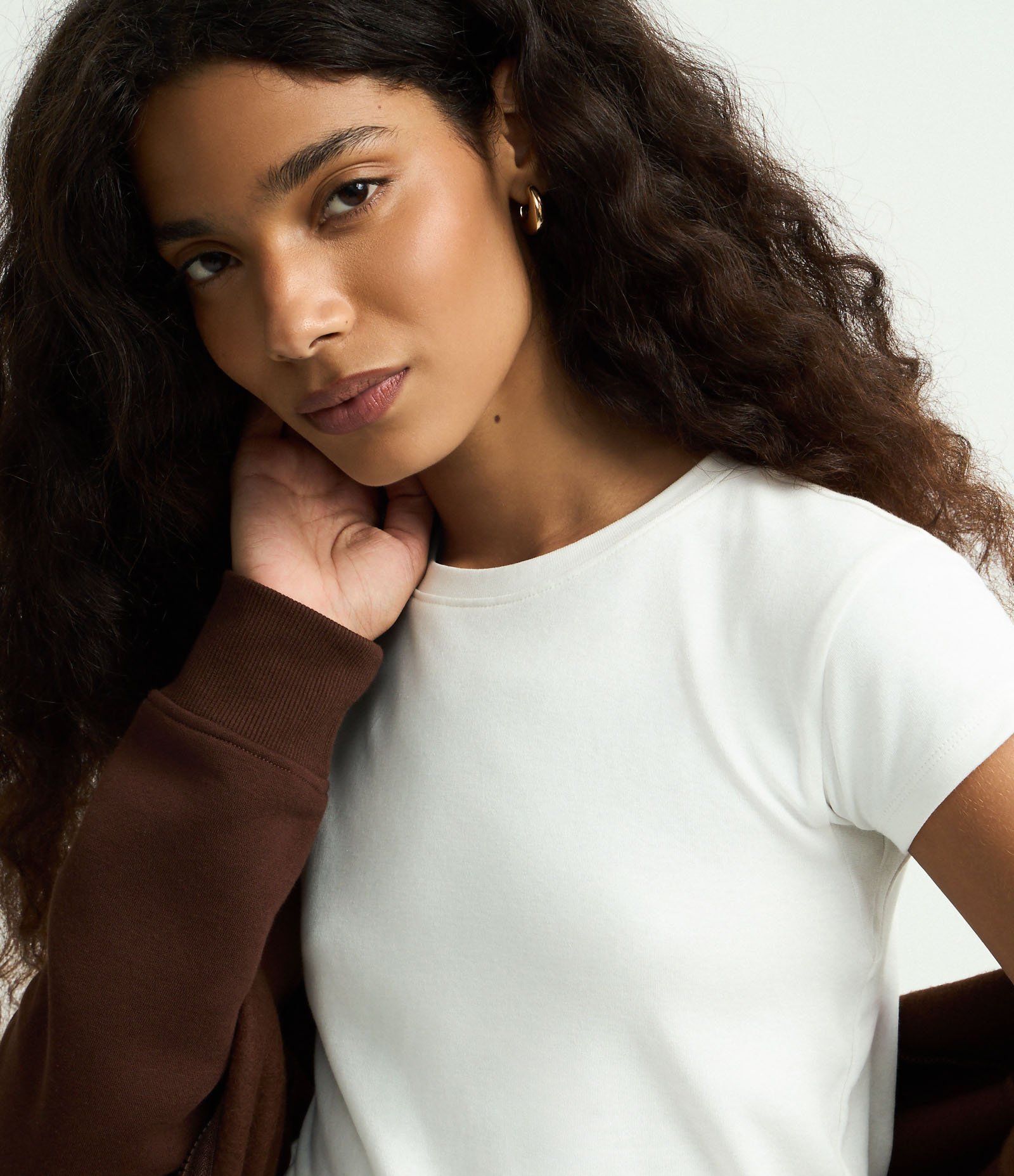 Blusa Básica Ajustada em Algodão com Gola Careca Branco 3